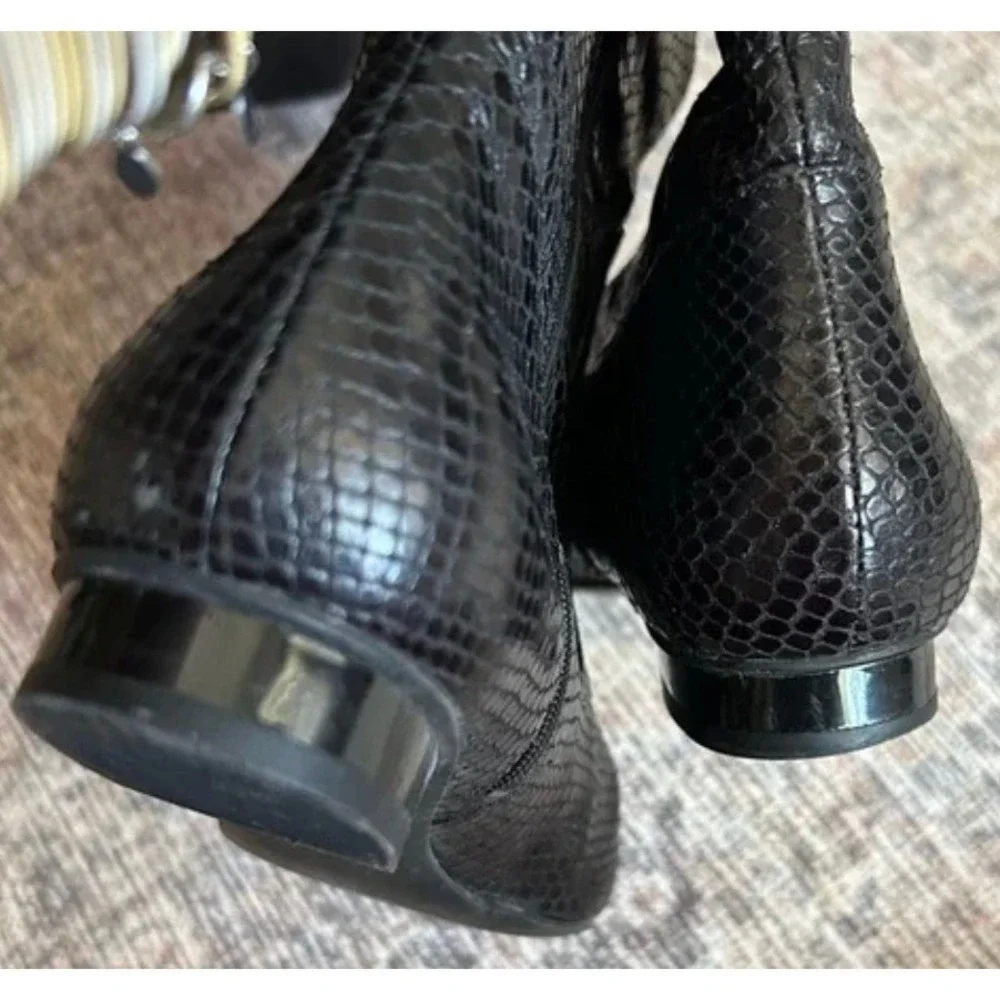 Via Spiga Black Kailey Leather Snake Embossed Knee-High Boot SZ 8.5
